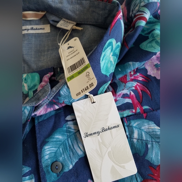 NWT Tommy Bahama  Men's Floral Hawaiian Short Sleeve Shirt Blue Size 5XLB Tencel - Picture 11 of 14